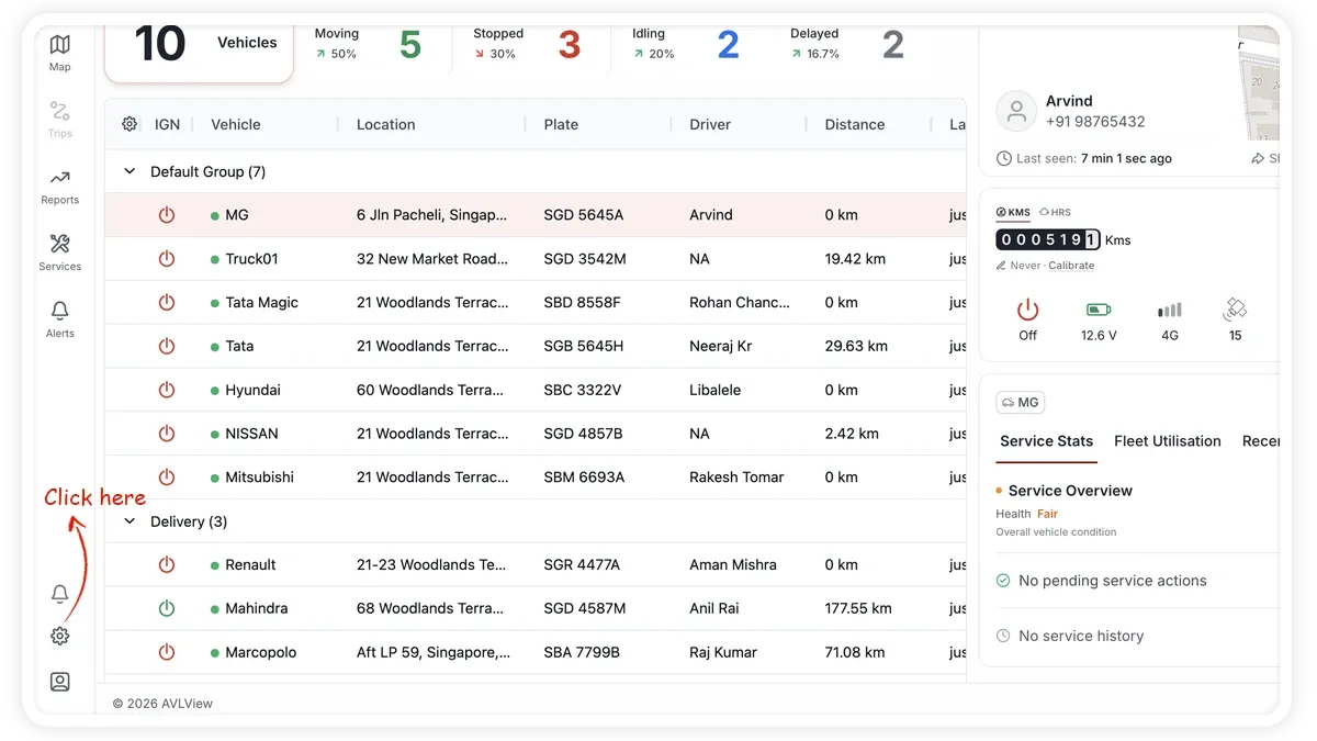 AVLView Settings tab selected to begin trailer configuration
