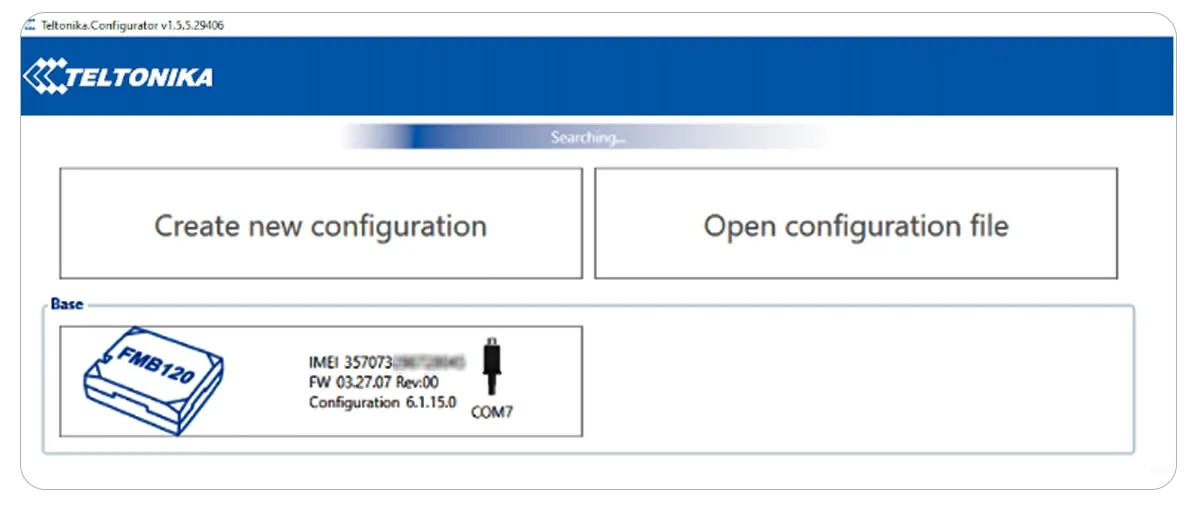 تشغيل Configurator والنقر على أيقونة الجهاز المتصل