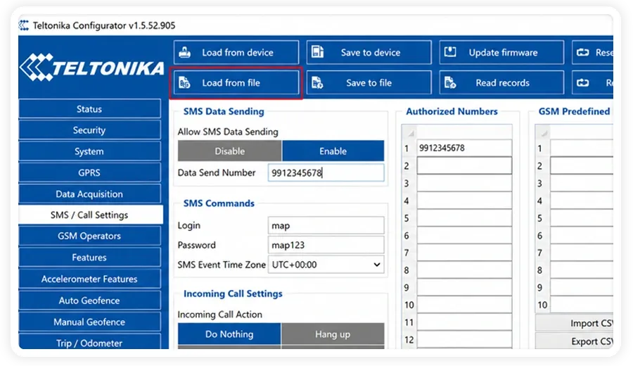 إبراز تبويب Load from File في Configurator