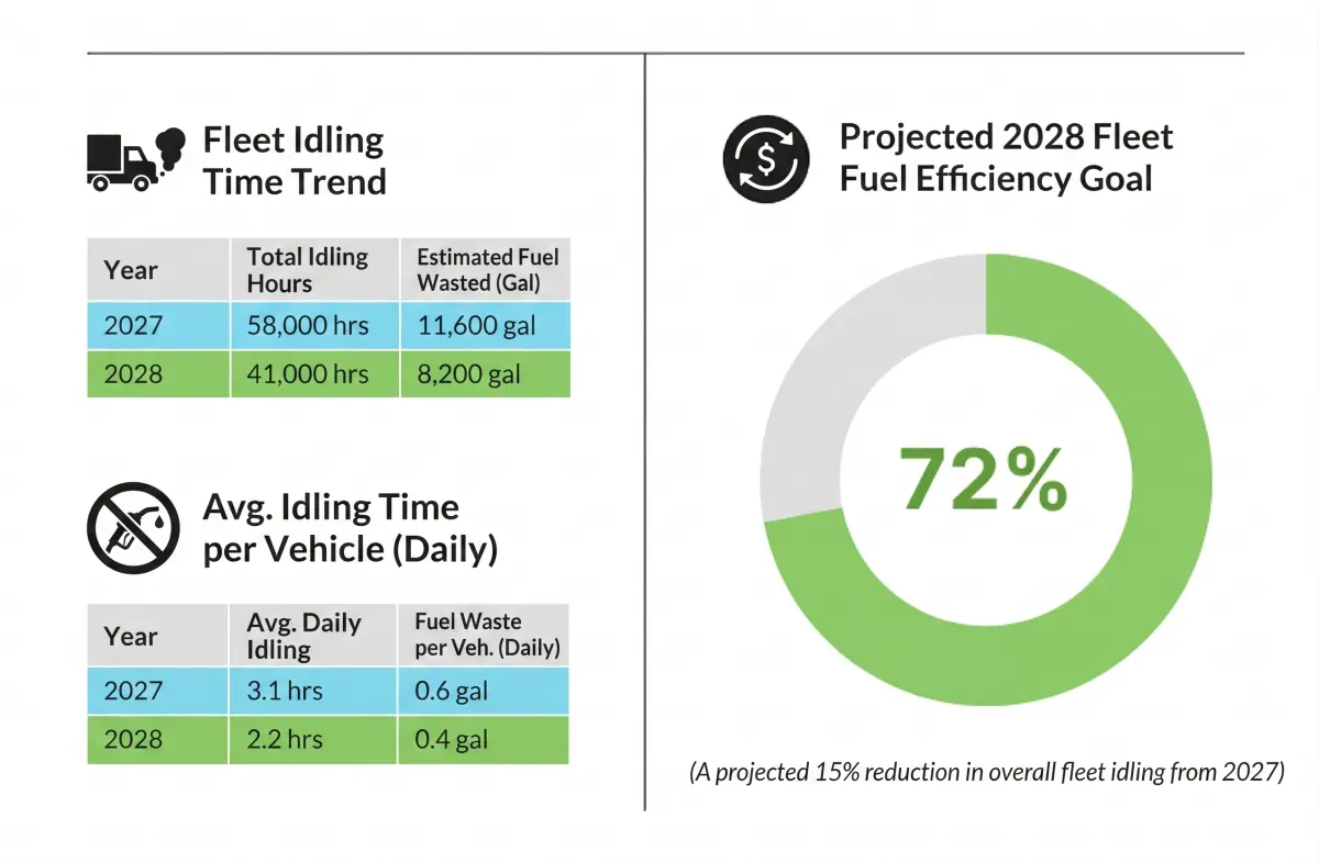 AVLView idle time ranking report dashboard showing vehicles ranked by idle hours